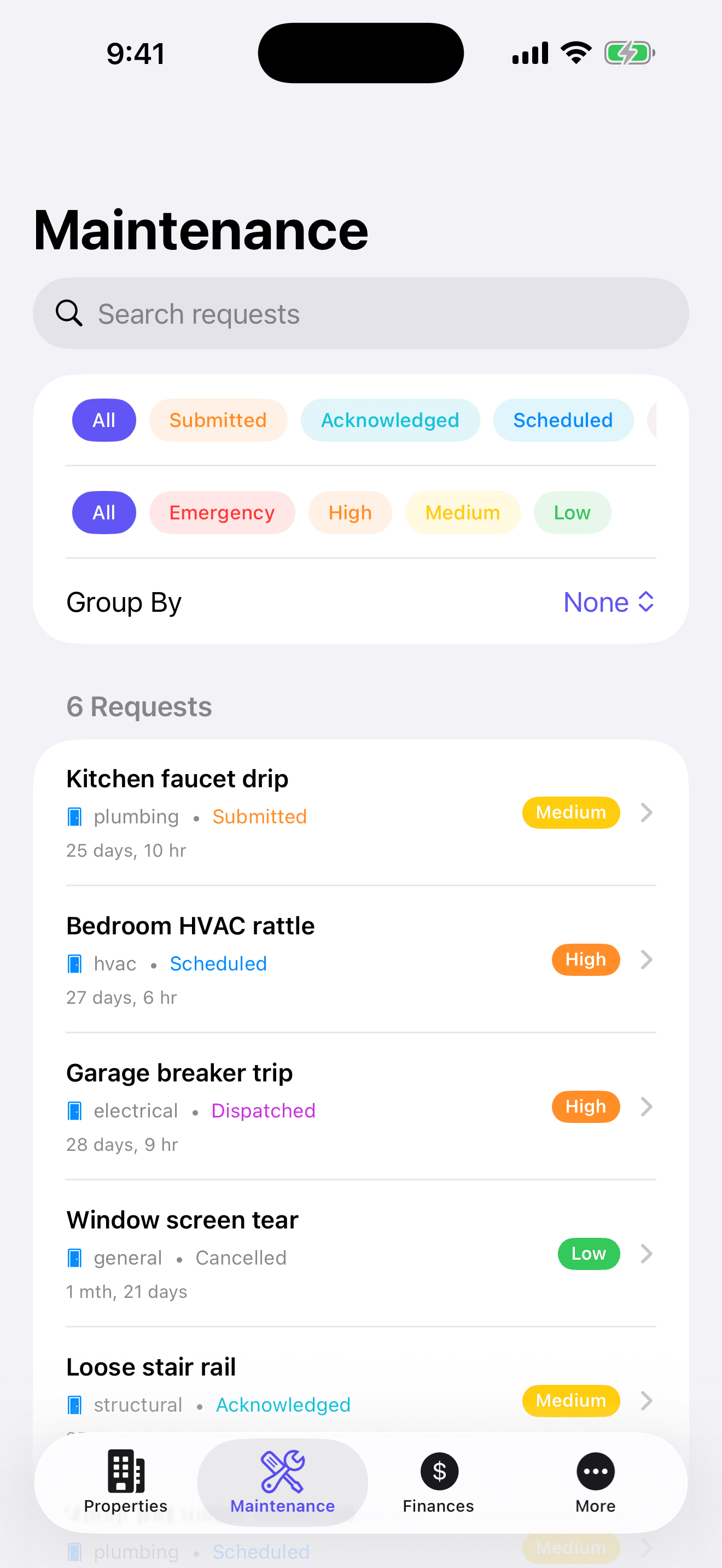 HomeWell Property Manager mobile maintenance workflow