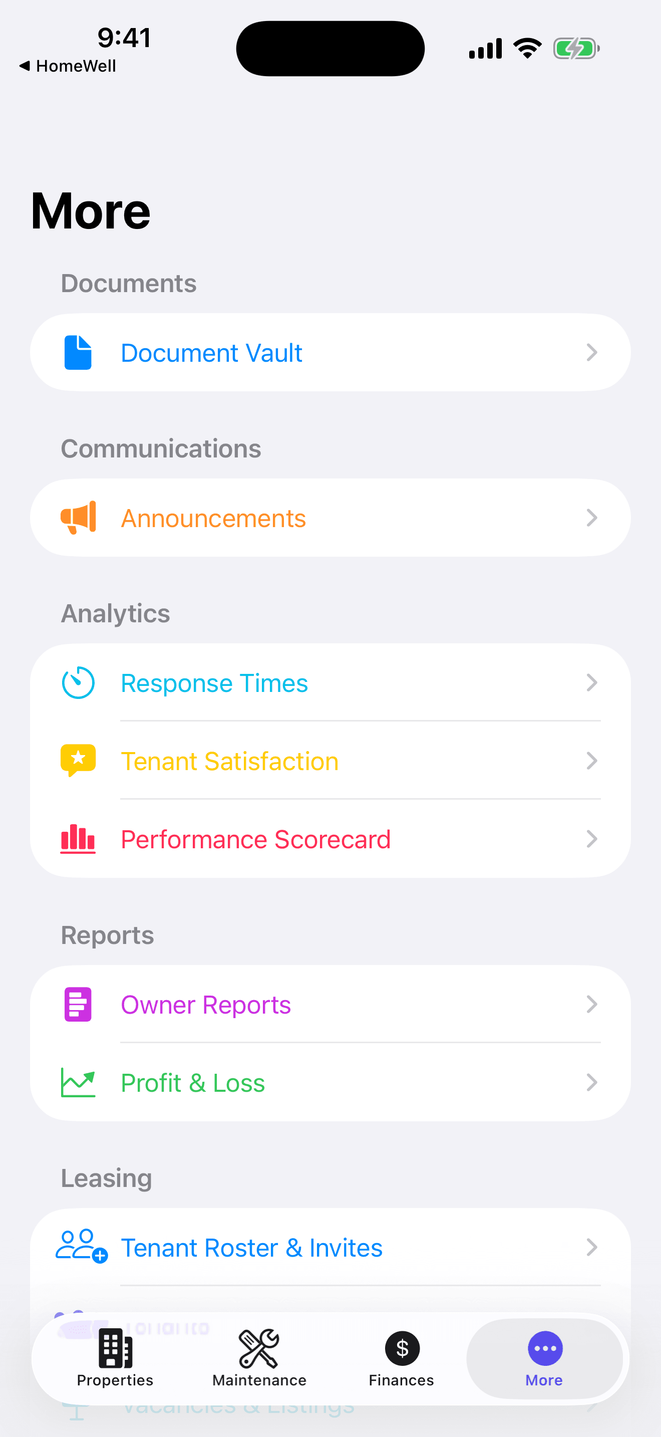 HomeWell Property Manager mobile operations hub